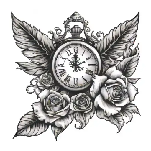 Clock With Time And Flowers With Layken