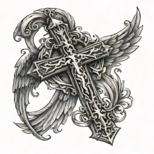 Christian Cross With Angel