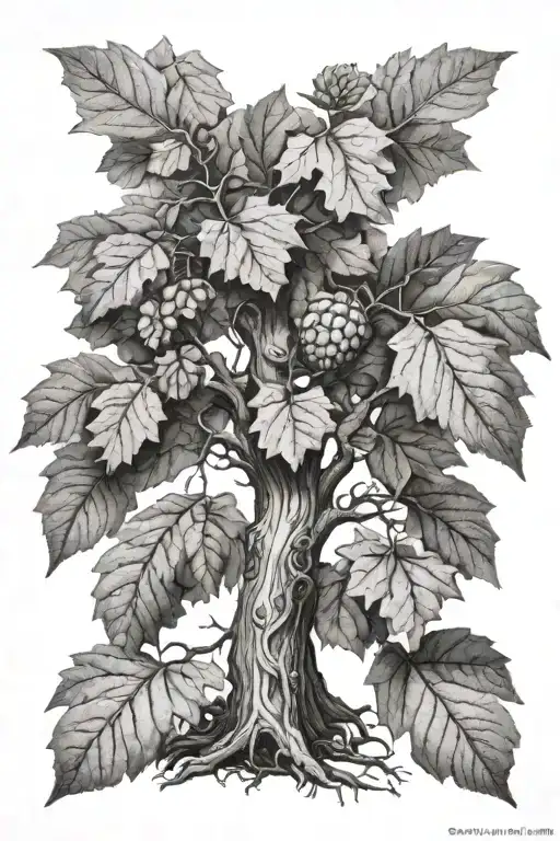 Hyper Realistic Oak Tree With Acorn