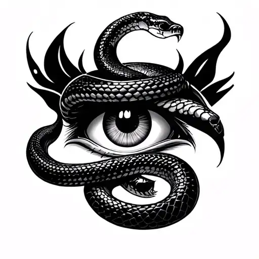 Snake Tatto On Forehead On The Upside Of Left Eye Slim And Sleek