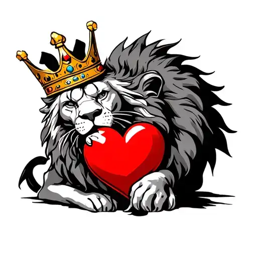 A Lion Eating A Heart Wearing A Crown