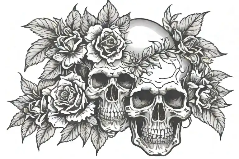 Skull With Flowers