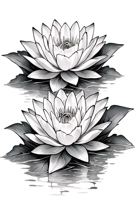 Water Lilies With Leaves