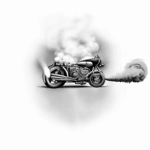 A Black And Grey Motorcycle With Smoke Trailing Behind It