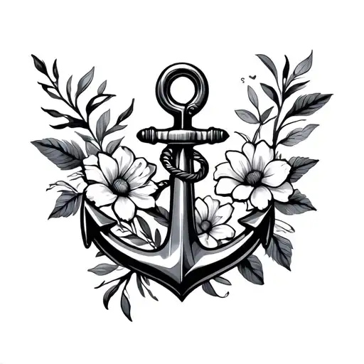 Anchor And Flowers