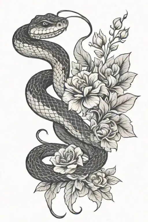 Snake And Flowers