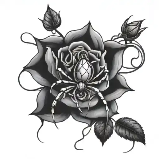 Spider And Rose Intertwined