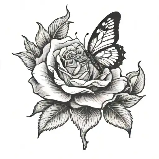 Rose And Butterfly With 1953