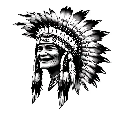 Laugh Now Cry Later With Native Headress Inside Symbolizing
