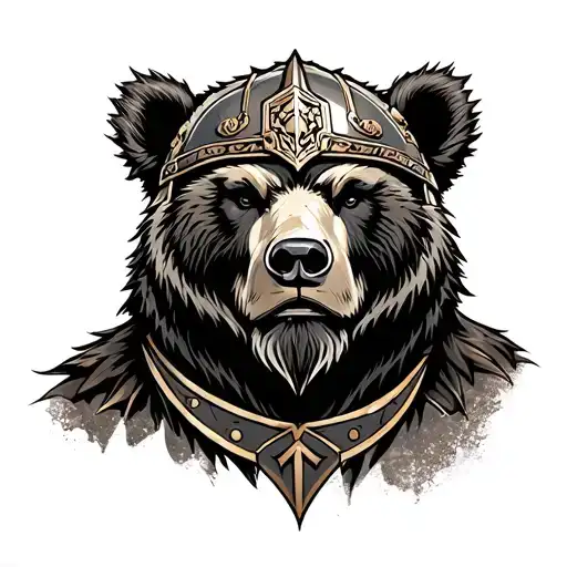 A Bear With Ares God Of War Helmet