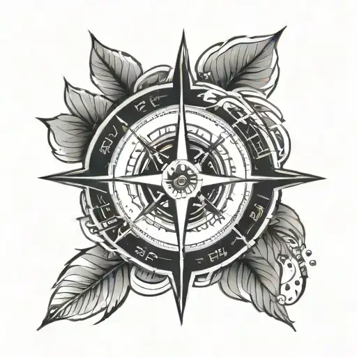 A Simple And Conceptual Tattoo Design Combining The Symbols Of The Four Main Elements And A Compass