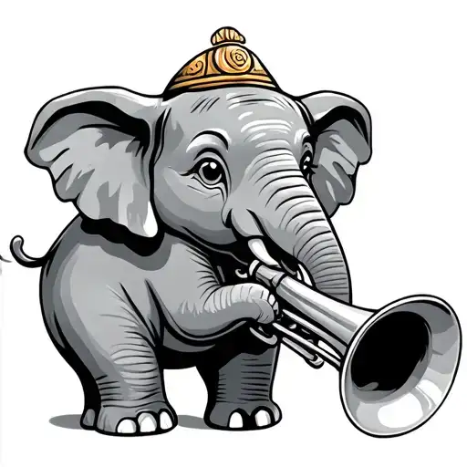 Elephant Cartoon That Plays The Trumpet