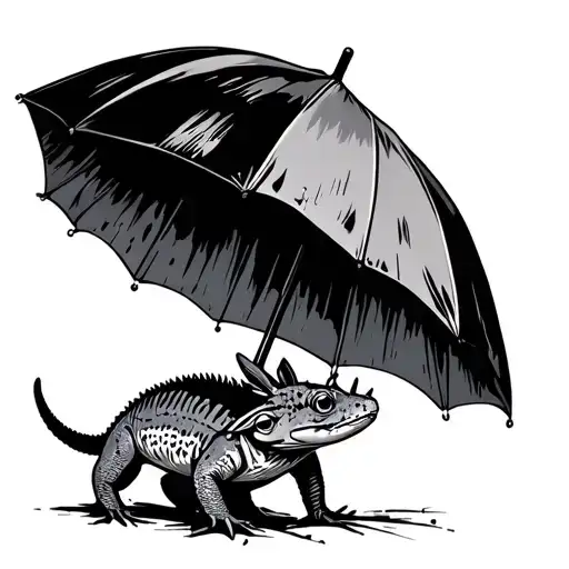 Axolotl Holding An Umbrella