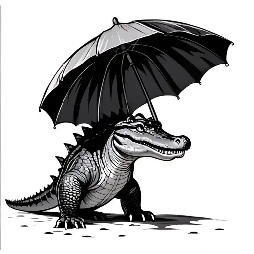 Crocodile With An Umbrella