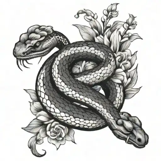 Snake With Flowers