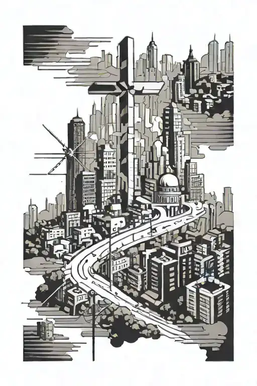 City Line With Cross