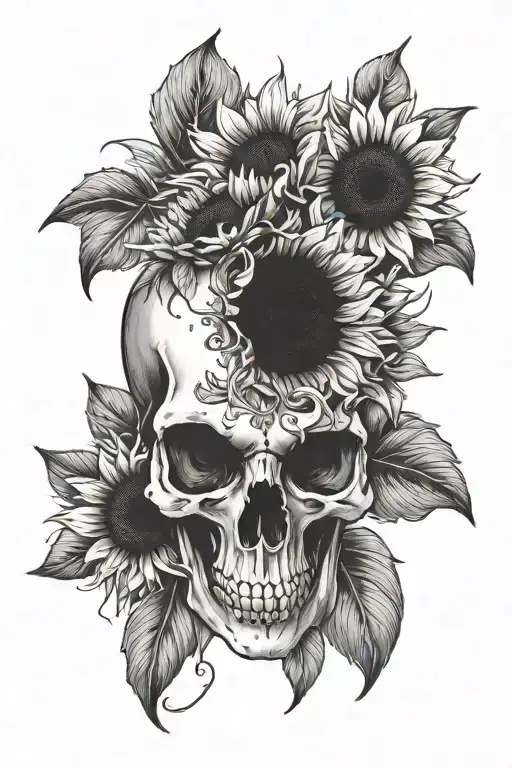 Sunflower Surrounding Western Animal Skull