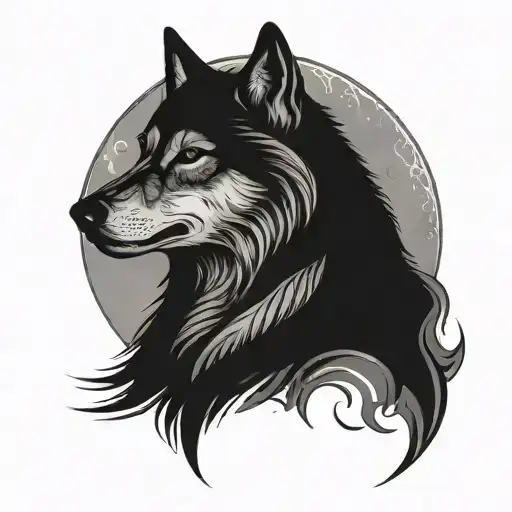 Wolf And Moon