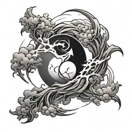 Lightning Ying And Yang Symbol
