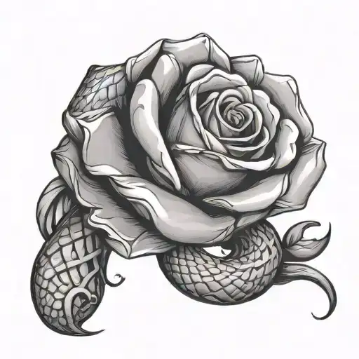 Rose Wrapped By Snake