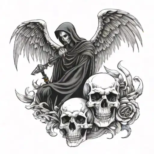 Skull Time Reapers And Fallen Angel