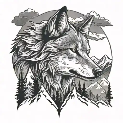 Wolf And Mountains