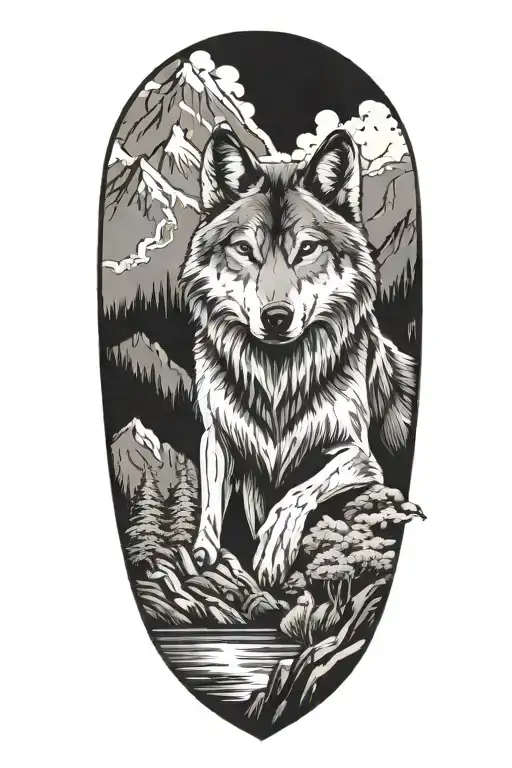 Wolf And Mountains
