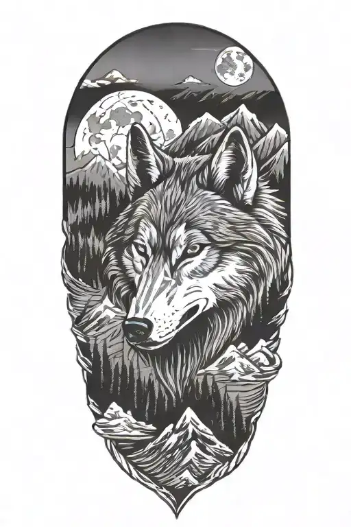 Wolf And Mountains