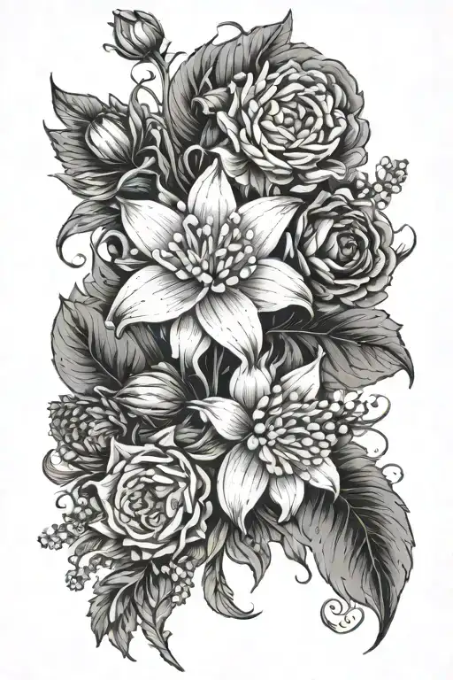 Rose Lily Of The Valley Primerose Lily Of The Valley Daisy Aster Chrysanthemum On A Stem Together