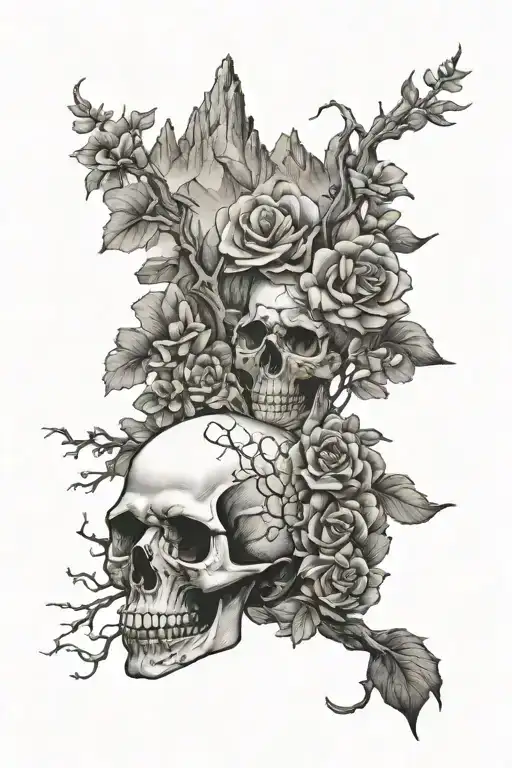 Mountains Trees Flowers Stream Skull Montana