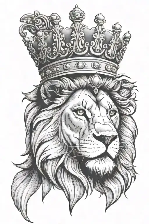 Male Lion Face With Princess Crown