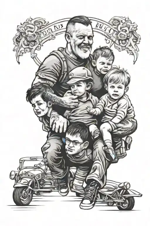 Dad Carrying Kids Through Slough