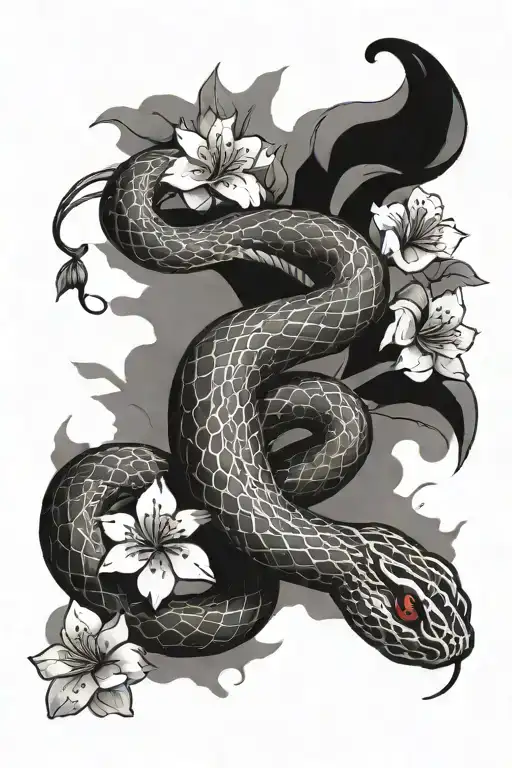 A Snake With Cherry Blossoms