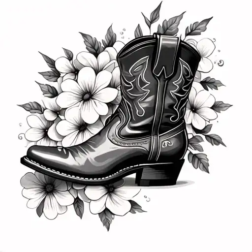 Cowboy Boot With March Birth Flowers