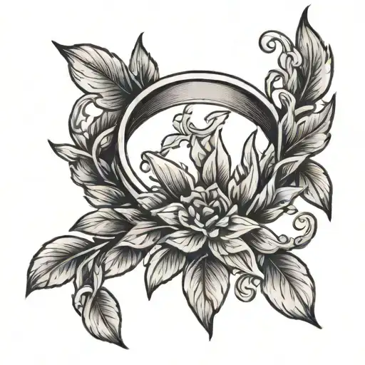 Laurel Wreath Tattoo In The Form Of An Engagement Ring