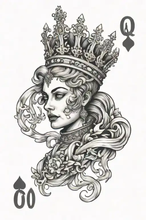 A Burning Queen Card With A Hot Woman Inside Of The Card