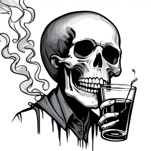 Skeleton Smoking And Drinking