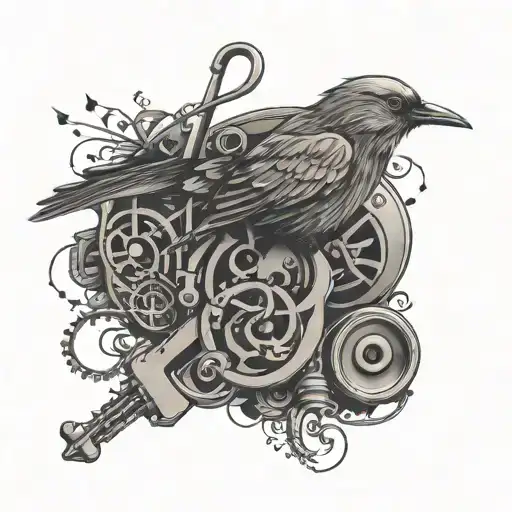 Imagine Fine Line Tattoo Bird Music Love Music Keys