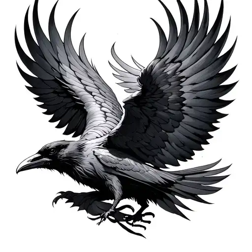 Raven As A Phoenix Flying