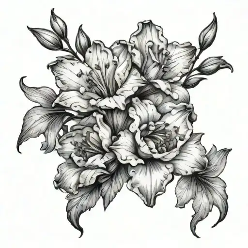 Gladiolus And Poppy Flower From Biceps To Shoulder To Chest For Men And A Family Line Potrait