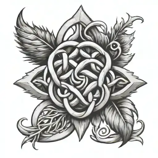 Celtic Knot And Thistle Intertwined