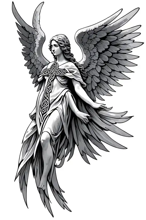 Celtic Cross Wing Parchment Angel