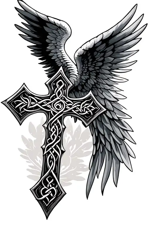 Cross Celtic Angel Wing
