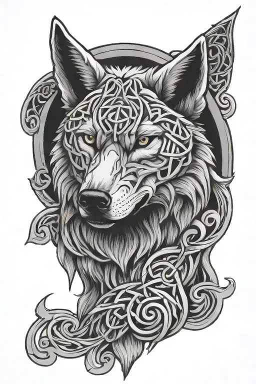 Celtic Knot Wolf Standing Guard