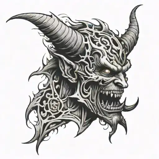 Demon Tearing Through Face