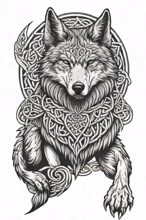Celtic Knot Wolf Standing Guard