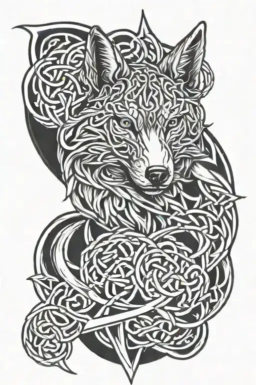 Celtic Knot Wolf Standing Guard