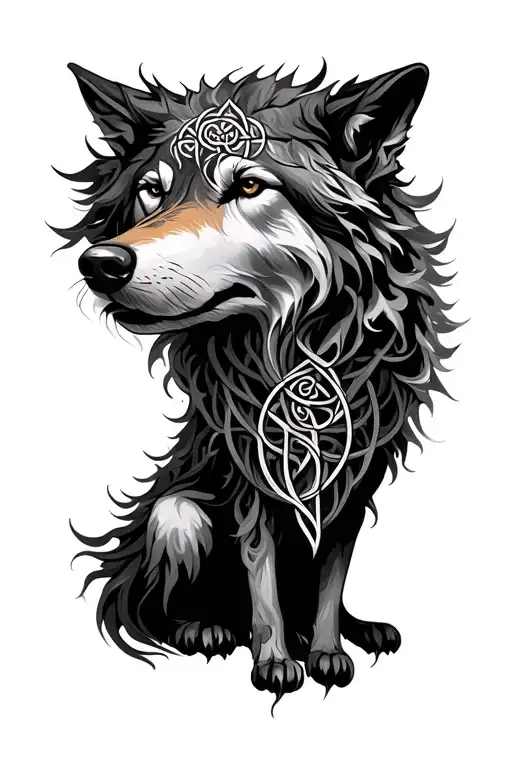 Celtic Tree With Wolf