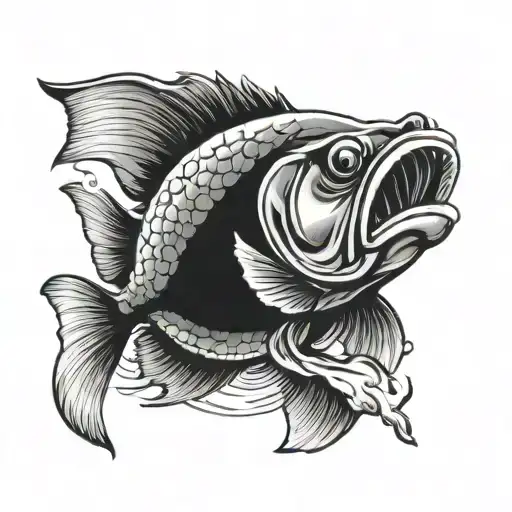 Pisces Zodiac Sign With Large Mouth Bass