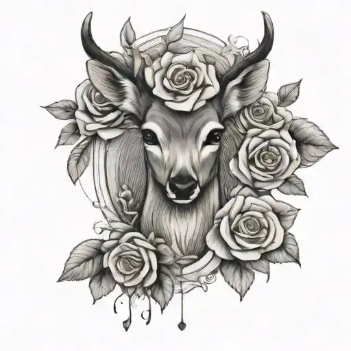 Roses Female Deer Arm Tatto